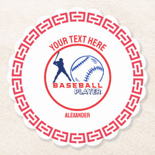 Posavasos De Papel Chica de Béisbol Azul Rojo