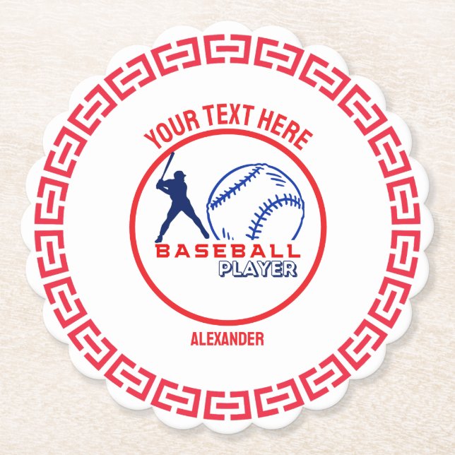 Posavasos De Papel Chica de Béisbol Azul Rojo (Anverso)