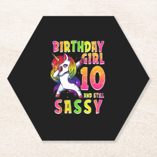 Posavasos De Papel chica de cumpleaños Dabbing Unicorn 10 años