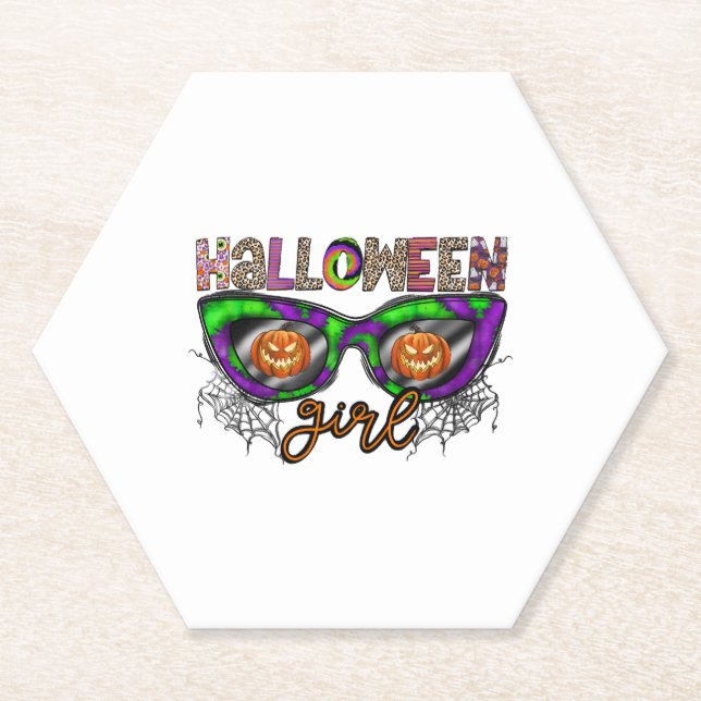 Posavasos De Papel Chica de Halloween (Anverso)