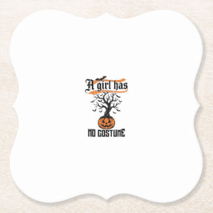 Posavasos De Papel Chica de Halloween sin disfraz Calabaza vintage_1