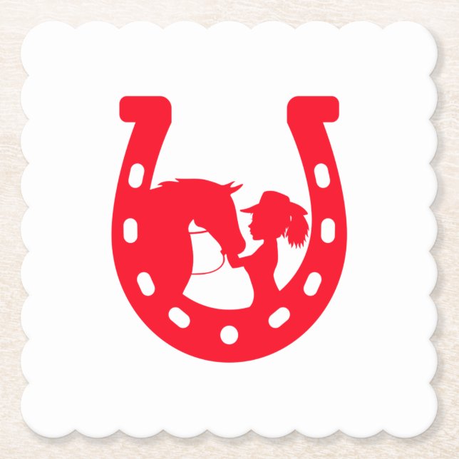 Posavasos De Papel Chica de la herradura roja y caballo (Anverso)