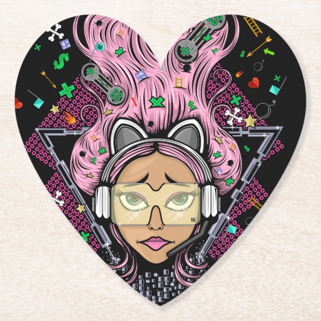 Posavasos De Papel Chica Gamer (Anverso)