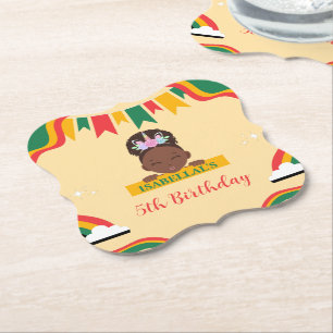 Posavasos De Papel Chicas afro unicornio afroamericanos Cumpleaños