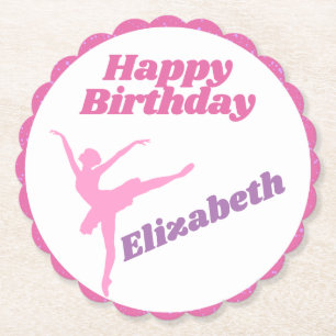 Posavasos De Papel Chicas bailan Fuchsia Ballerina Feliz cumpleaños
