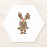 Posavasos De Papel Chicas de flores de conejo de leopardo de impresió<br><div class="desc">Chicas de flores de conejo de leopardo de impresión femenina feliz Pascua</div>