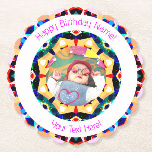 Posavasos De Papel Chicas Niños Feliz cumpleaños Estrella Personaliza
