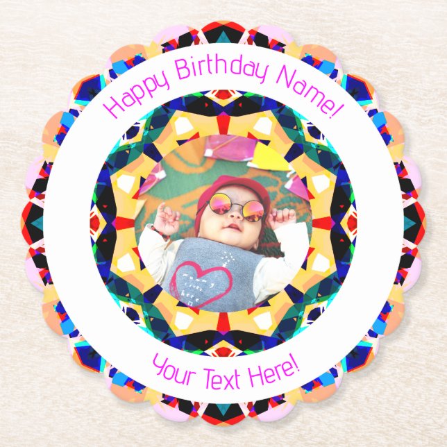 Posavasos De Papel Chicas Niños Feliz cumpleaños Estrella Personaliza (Anverso)