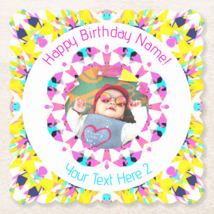 Posavasos De Papel Chicas Niños Feliz cumpleaños Estrella Personaliza