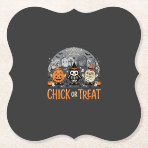 Posavasos De Papel Chick or Treat Diseño de cementerio de Halloween l