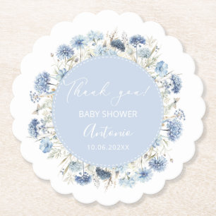 Posavasos De Papel Chico chica ducha de bebé acuarela azul