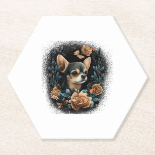 Posavasos De Papel Chihuahua Cute Dog, hermosa Chica de flores