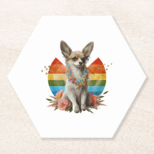 Posavasos De Papel Chihuahua Cute Dog, hermosa Chica de flores