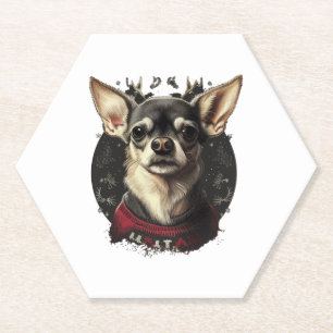 Posavasos De Papel Chihuahua Feliz Navidad X-Mas Tree Cute