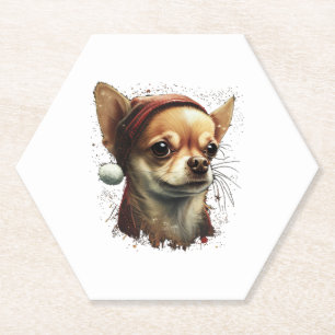 Posavasos De Papel Chihuahua Feliz Navidad X-Mas Tree Cute