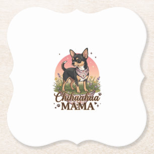 Posavasos De Papel Chihuahua Mama Perro Bandana Floral Rosa_1
