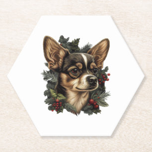 Posavasos De Papel Chihuahua Merry Christmas Xmas Tree Cute Dog