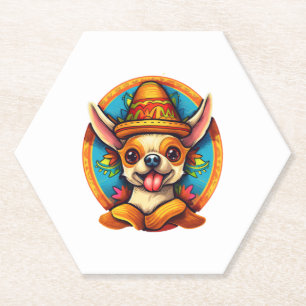 Posavasos De Papel Chihuahua México Cinco de Mayo Perro gracioso