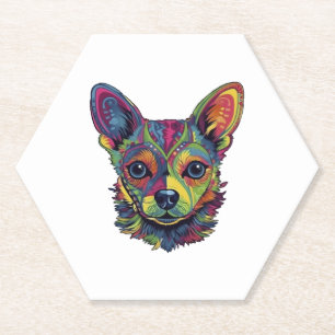 Posavasos De Papel Chihuahua Resumen Pintura Color Cute Perro