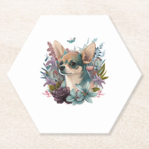Posavasos De Papel Chihuahua Resumen Pintura Color Cute Perro