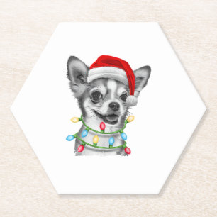 Posavasos De Papel Chihuahua Santa Christmas Tree enciende la Navidad