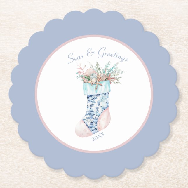 Posavasos De Papel Chinoiserie Coastell Seashell Stocking (Anverso)
