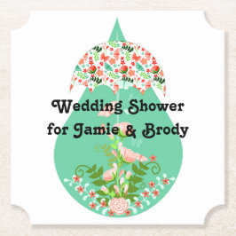 Posavasos De Papel Chip Board Coaster for Wedding Shower Peach Green