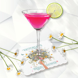 Posavasos De Papel Chorro de flores silvestres enormes de la novia pa