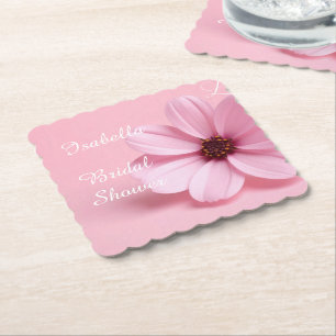 Posavasos De Papel Chorro de Novia Floral Script Rosa Claro