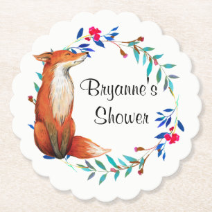 Posavasos De Papel Chorro de zorro y corona de agua Bridal Shower  