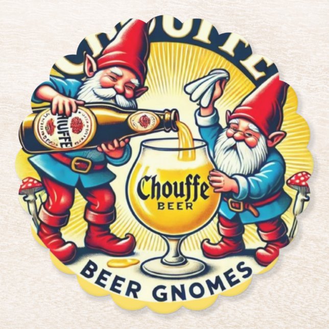 Posavasos De Papel Chouffe Beer Gnomes Theme Design (Anverso)