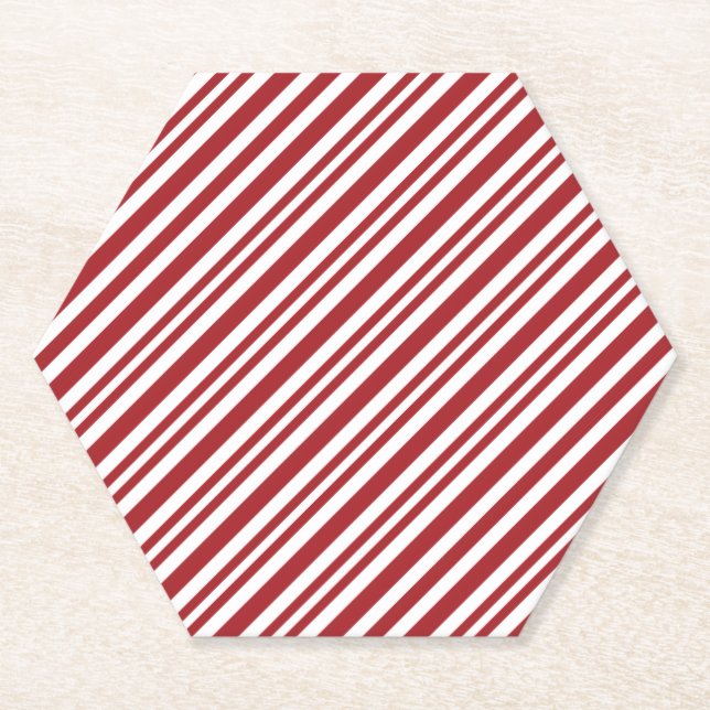 Posavasos De Papel Christmas Candy Cane Stripes (Anverso)