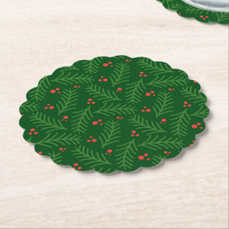 Posavasos De Papel Christmas Greenery Berries Festive Holiday Party
