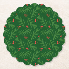 Posavasos De Papel Christmas Greenery Berries Festive Holiday Party