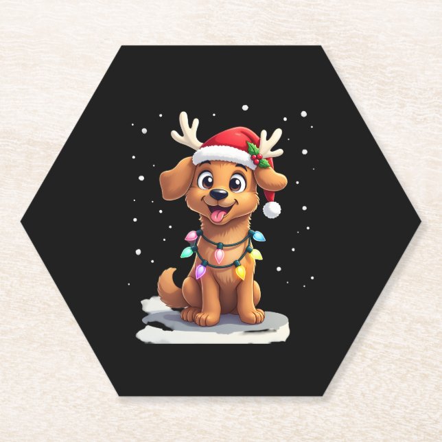 Posavasos De Papel Christmas Lights Soft Coated Wheaten Terrier Dog T (Anverso)