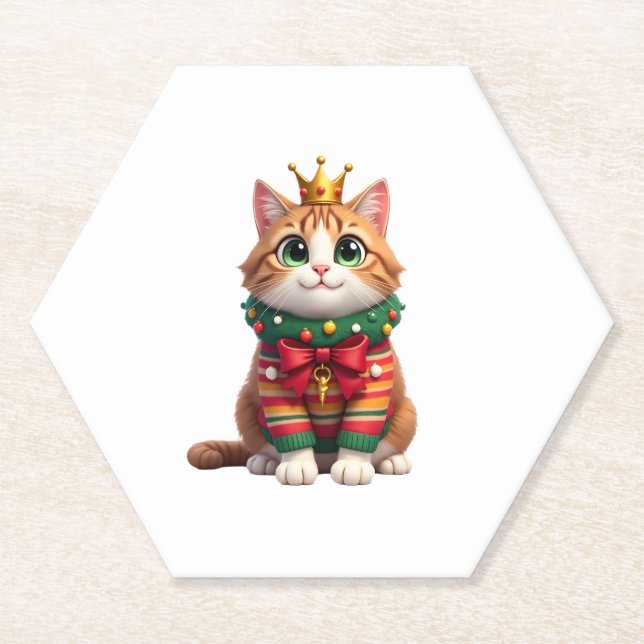 Posavasos De Papel Christmas Maine Coon American Longhair (4) (Anverso)