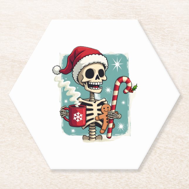 Posavasos De Papel Christmas Skeleton Hot Chocolate Xmas Men Women Ki (Anverso)
