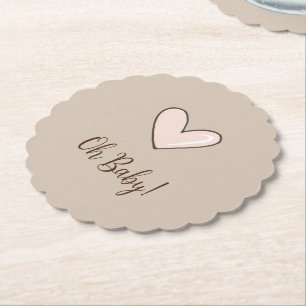 Posavasos De Papel Chupete de Corazón Rosa Crema Baby Shower