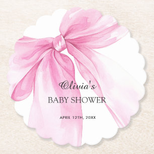 Posavasos De Papel Chupete de lazo rosa Baby Shower