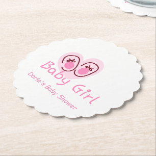 Posavasos De Papel Chupete de Niña Zapatos Rosados Baby Shower