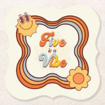 Cinco es un Cumpleaños Vibe Retro Arcoíris Daisy
