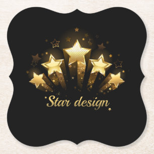 Posavasos De Papel Cinco estrellas de oro en negro