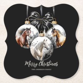 Posavasos De Papel Cita de Navidades negros y dorados de caballos