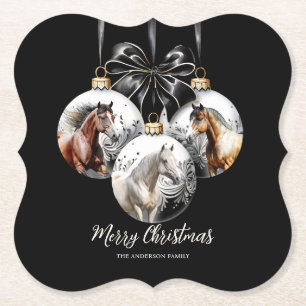 Posavasos De Papel Cita de Navidades negros y dorados de caballos