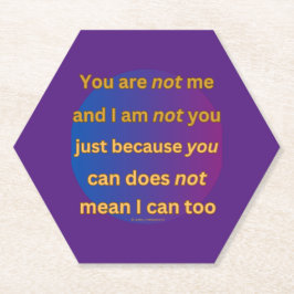 Posavasos De Papel Cita de poema de pensamiento 'Tú no eres yo'