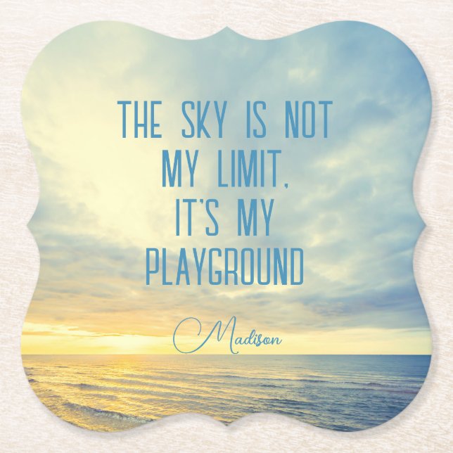 Posavasos De Papel Cita de Sky de nombre personalizado (Anverso)