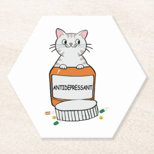Posavasos De Papel Cita divertida de gato Antidepresivo Amante de gat