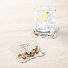 Posavasos De Papel Cita floral de aves rojas y azules vintage