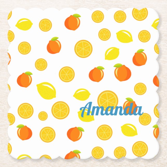 Posavasos De Papel Citro alegre: Lemones y Naranjas (Anverso)