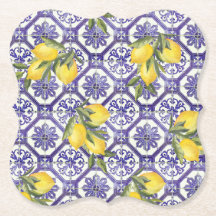 Citrus Lemon Blue Portugal Tile Mediterráneo